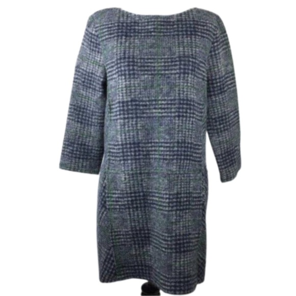 Mango 73% Wool Sweater dress with pockets 3/4 sleeve plaid academia - Picture 9 of 9